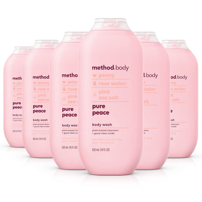 Method Body Wash Pure Peace – Paraben & Phthalate Free, 18 oz (6 Pack)