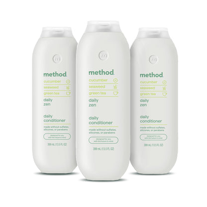 Method Everyday Conditioner — Daily Zen with Cucumber, Green Tea and Seaweed | 13.5 oz x3, Paraben and Sulfate Free