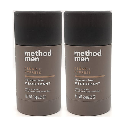 Method Men Aluminum Free Deodorant – Cedar & Cypress, 2.65 oz (2 Pack)