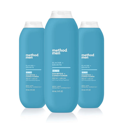 Method Men Glacier + Granite 2-in-1 Shampoo & Conditioner – 14 oz (Pack of 3)