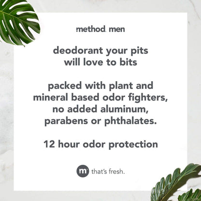 Method Mens Aluminum-Free Deodorant Cedar & Cypress – 2.65 oz Sticks (6-Pack)