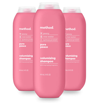 Method Pure Peace Volumizing Shampoo – Thicker, Fuller Hair, Sulfate-Free & Color Safe (14 oz x3)