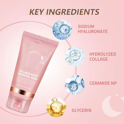 Metiplou Hydrating Mask – Collagen Night Wrapping Peel-Off Facial Mask for Hydration, Brightening & Firmer-Looking Skin | Korean Skincare