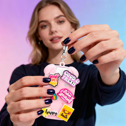 Metyond Dog Silicone Case for Touchland 1 oz Spray – Pink with Keychain & Charms