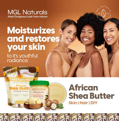 MGL Naturals Raw African Shea Butter Ivory – 5 lb, 100% Pure & Unrefined from Ghana