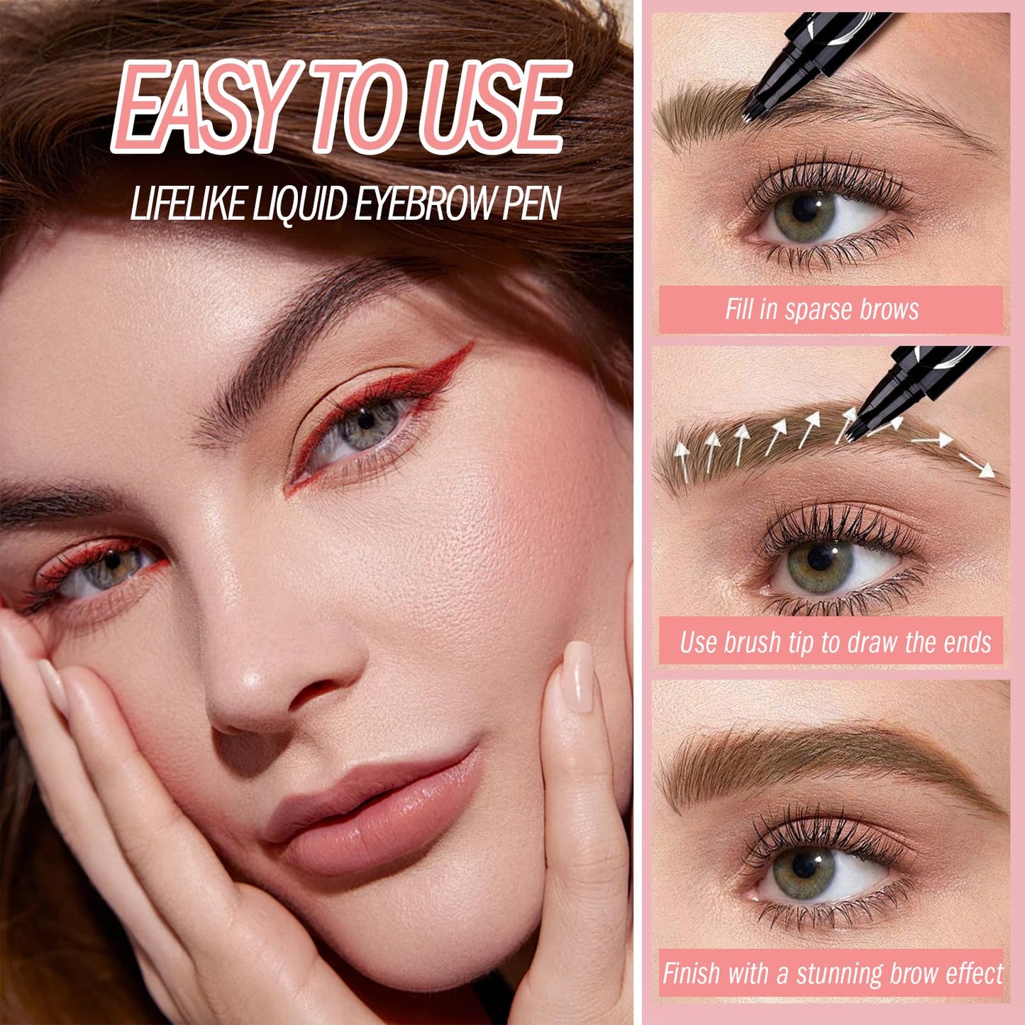 Mgviiiva Eyebrow Pen - 3D Hair-Like Strokes, Waterproof, 24H Hold, Angled Brush | Easy to Use #03