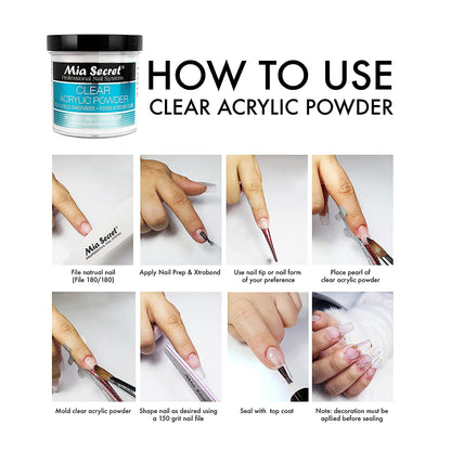 Mia Secret Clear Acrylic Powder (5 Lbs) – True-Clear, Self-Leveling, Non-Yellowing Formula