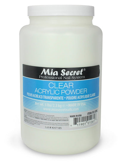 Mia Secret Clear Acrylic Powder (5 Lbs) – True-Clear, Self-Leveling, Non-Yellowing Formula