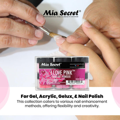 Mia Secret I Love Pink 6-Piece Colored Acrylic Nail Powder Collection | 6PC