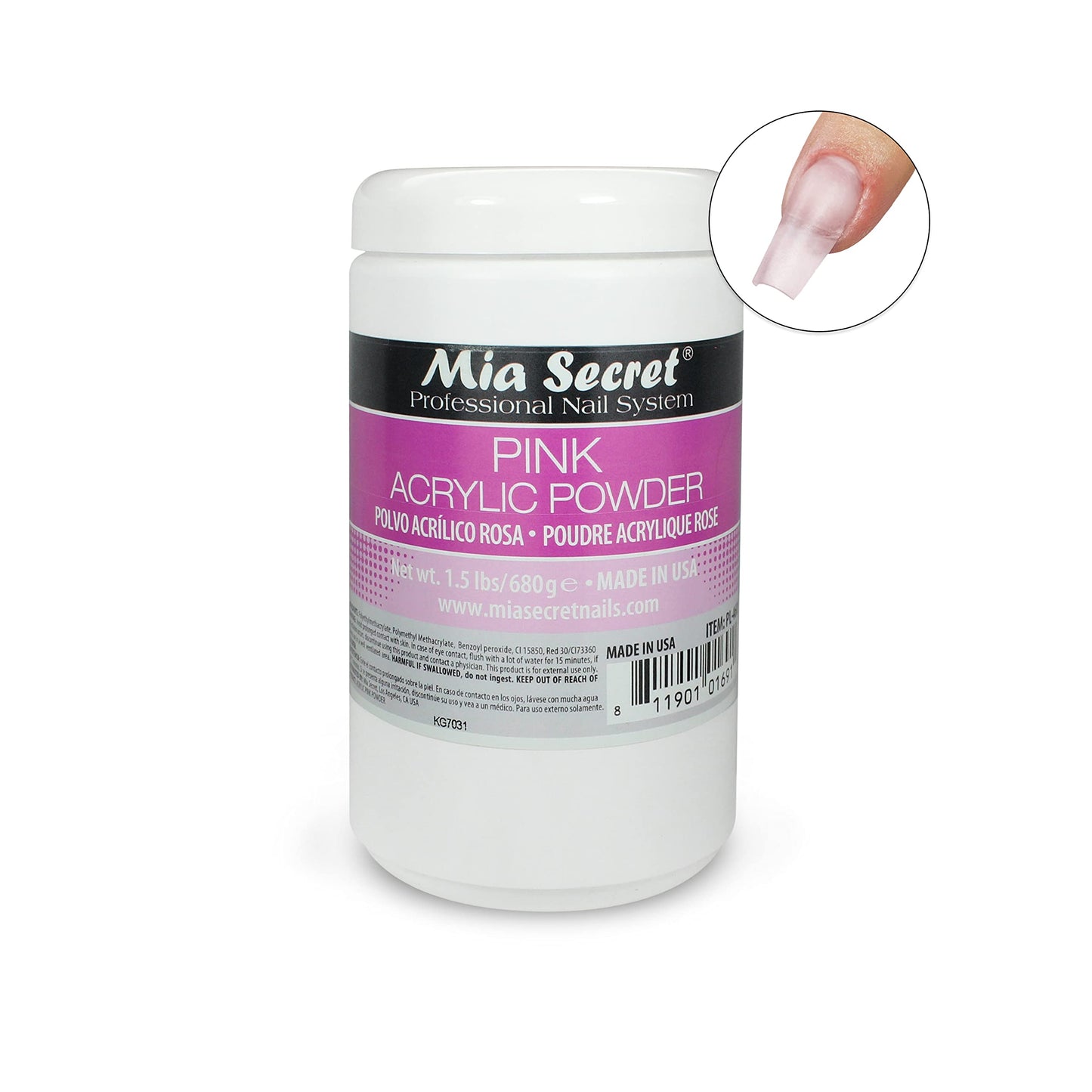 Mia Secret Pink Acrylic Powder 1.5 lbs – Self-Leveling, Long-Lasting, Made in USA