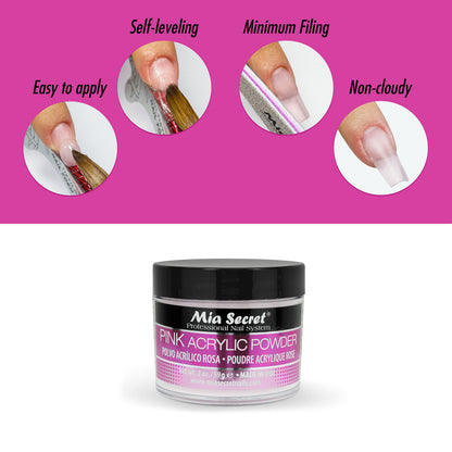 Mia Secret Pink Acrylic Powder 2 OZ – Professional Nail System | Self-Leveling, Non-Yellowing