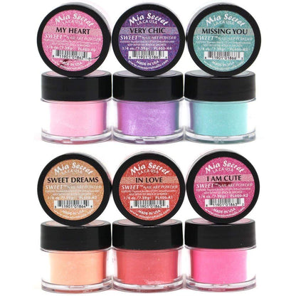 Mia Secret Sweet Nail Acrylic Powder Collection – 6 Shades in Quarter-Ounce Jars