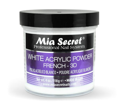 Mia Secret White Acrylic Powder 4oz – 3D Nail Art & French Manicure, USA Made