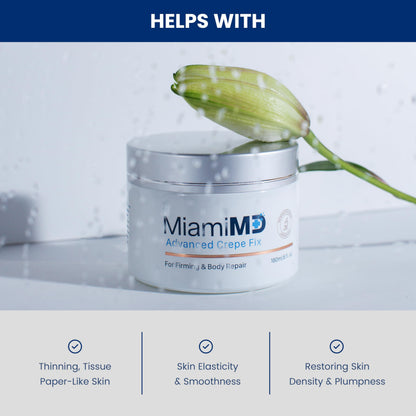 MiamiMD Advanced Crepe Fix – Anti-Aging Firming Cream for All Skin Types (3 x 180 ml) – Cruelty Free, Paraben Free
