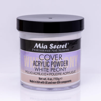Mia Secret Cover White Peony Acrylic Powder – 4 oz | Self-Leveling, High-Adhesion for Nail Extensions