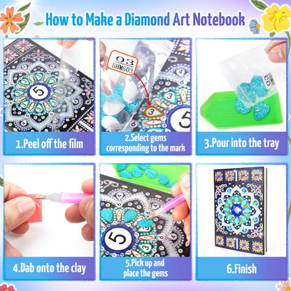 Micaracy Diamond Art Craft Kits for Girls 5-12 | Gift Box Diary Notebook Set