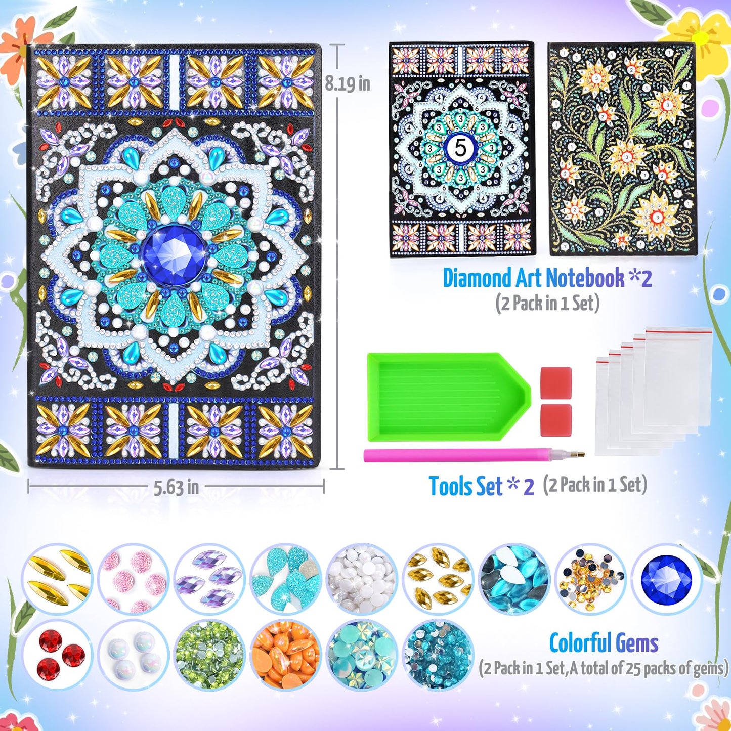 Micaracy Diamond Art Craft Kits for Girls 5-12 | Gift Box Diary Notebook Set