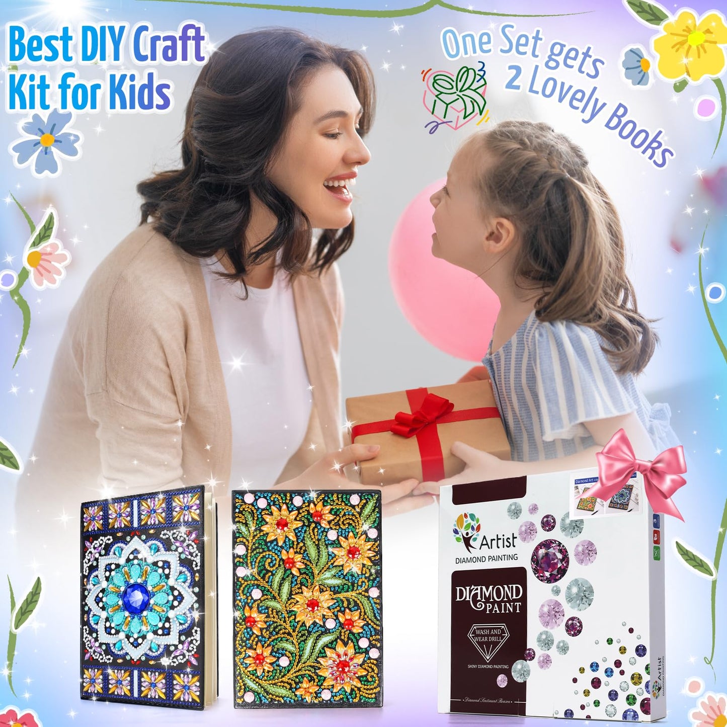 Micaracy Diamond Art Craft Kits for Girls 5-12 | Gift Box Diary Notebook Set