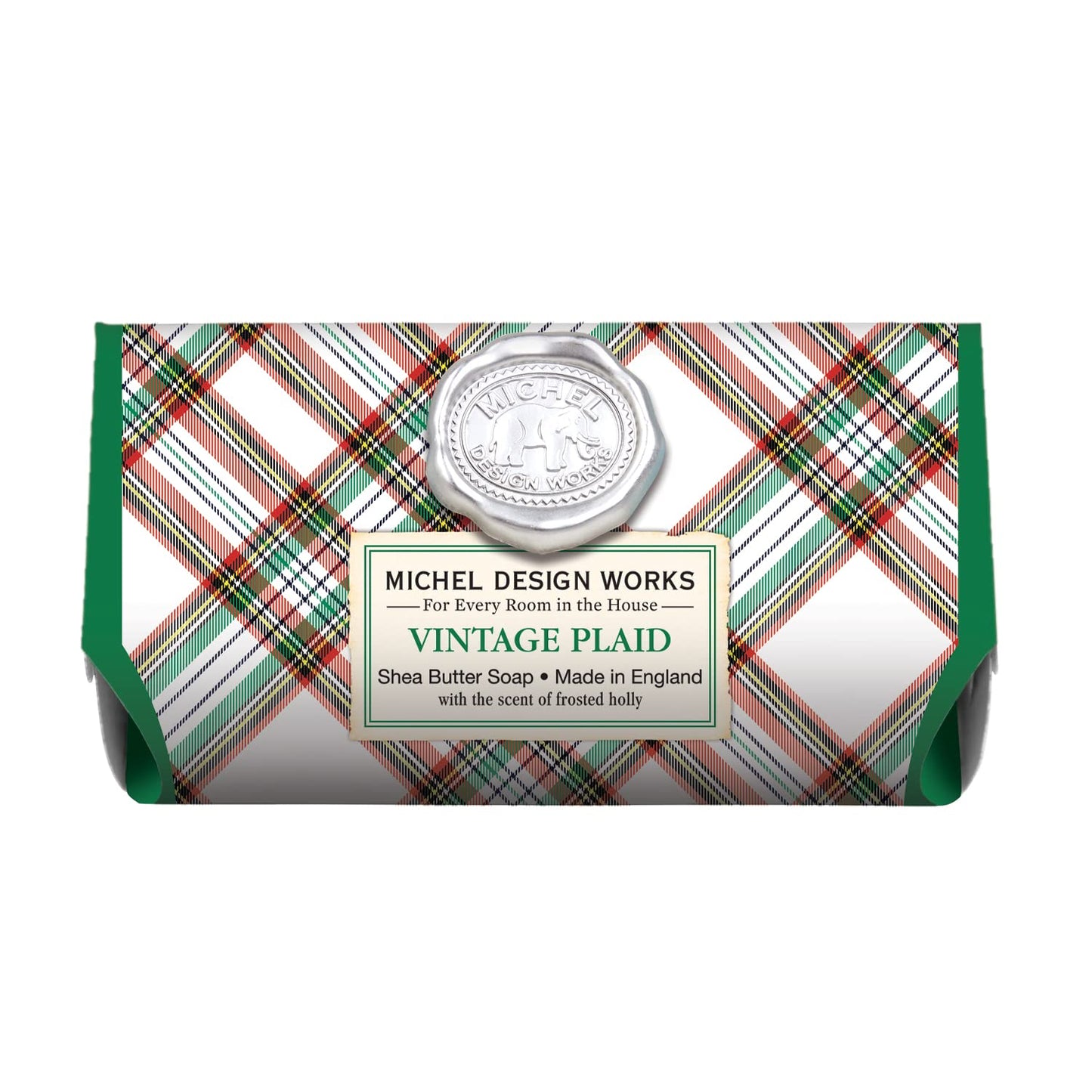 Michel Design Works Large Bath Soap Bar — Vintage Plaid | Elegant Bath Ritual