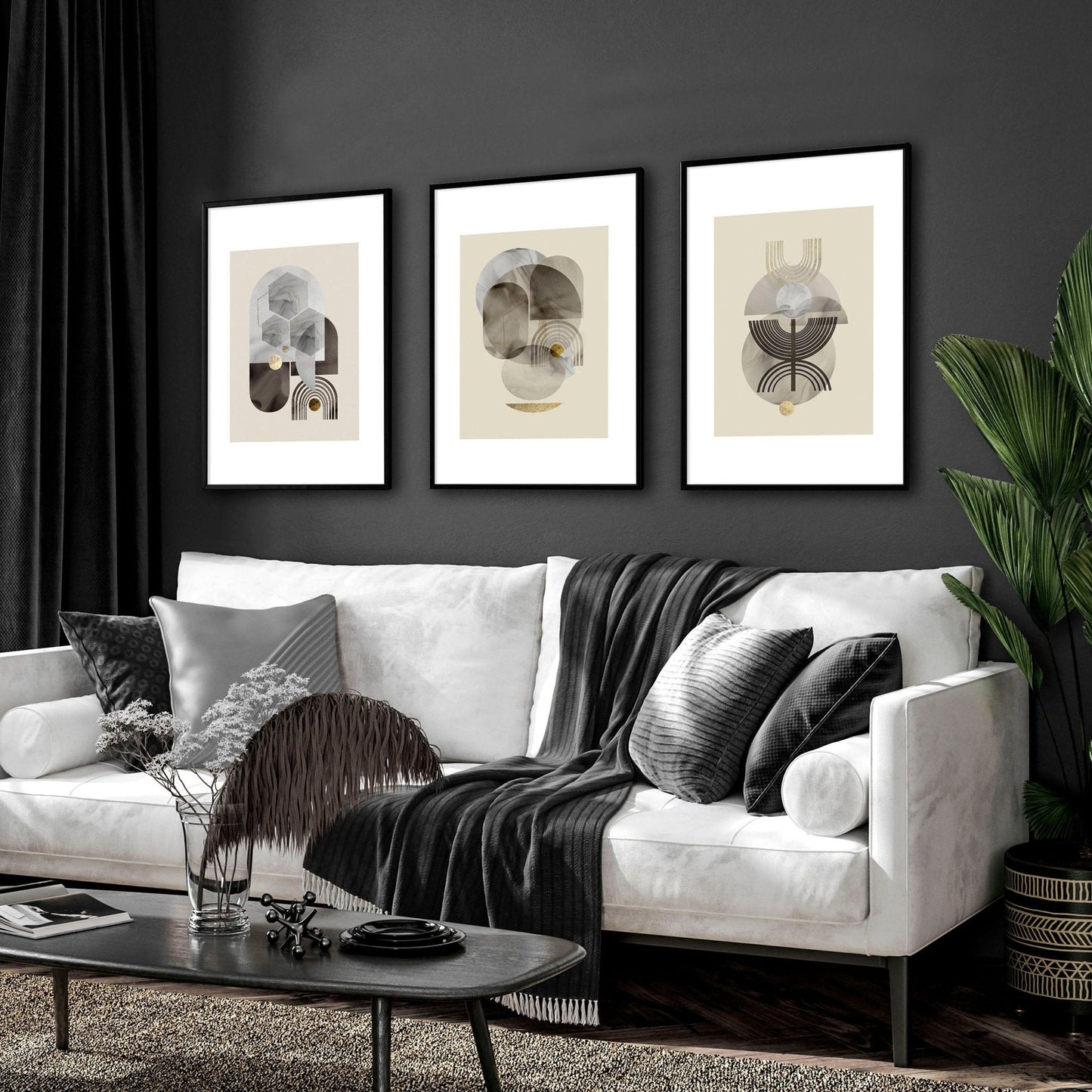 Pictures for Living Room – Neutral Set of 3 Wall Art