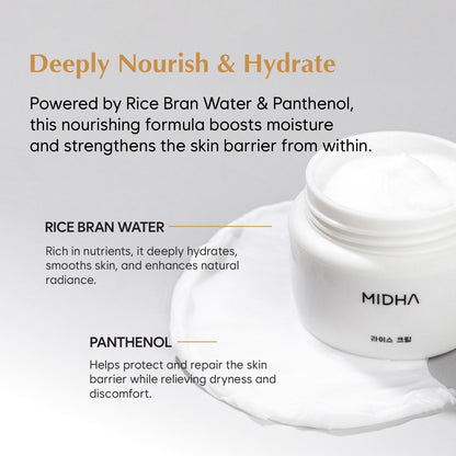 MIDHA Rice Cream 50ml – Deep Hydration, Glow-Enhancing & Barrier Support