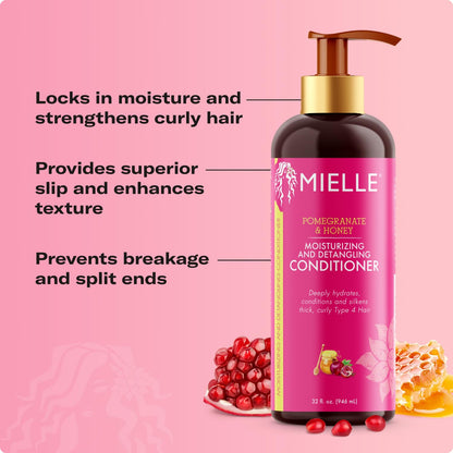 Mielle Organics Pomegranate and Honey Detangling Conditioner for Curly Hair (32 oz) – Deep Moisture and Strength