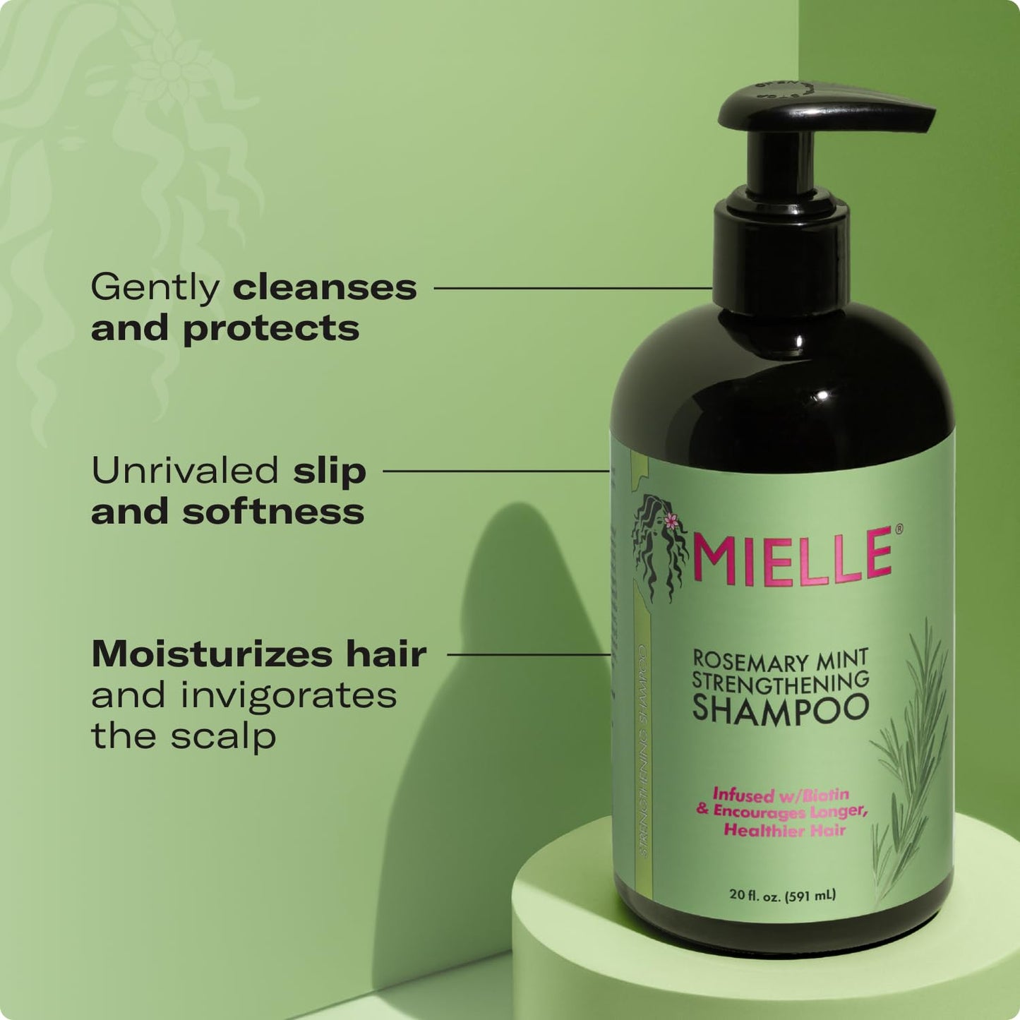Mielle Organics Rosemary Mint Biotin Shampoo – Strengthening, Moisturizing Hair Cleanser (20 oz)