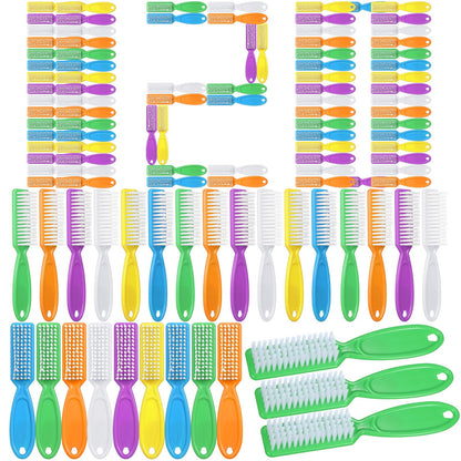 Mifoci 120 Pcs Handle Grip Nail Brush Set Neon Color – Bulk Fingernail Scrub Brushes for Manicure & Pedicure