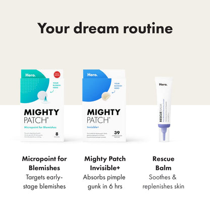 Mighty Patch Invisible+ Daytime Patches | Ultra-Thin Zit Covers, 24 Medium + 15 Small