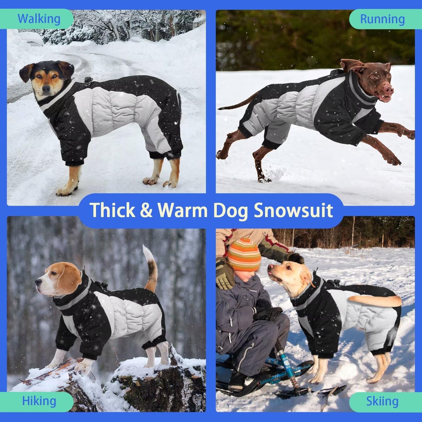 MIGOHI Full Body Dog Coat – Warm Reflective Harness Winter Jacket (2XL)