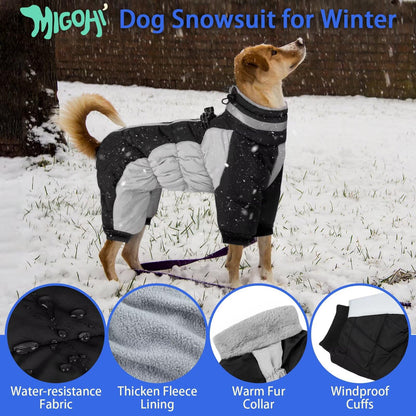 MIGOHI Full Body Dog Coat – Warm Reflective Harness Winter Jacket (2XL)