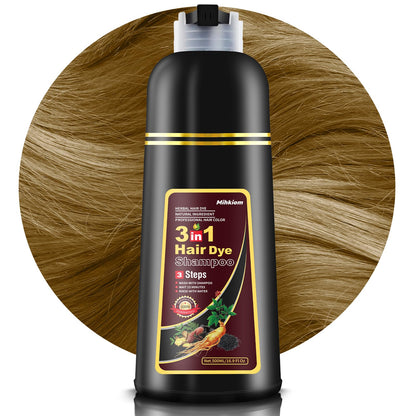 Mihkiom Hair Dye Shampoo 3 in 1 – Chestnut Brown Refresh in 20 Minutes | Natural Plant Formula