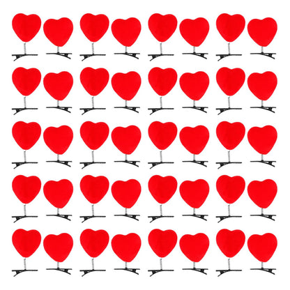 Mikinona 40Pcs Valentine Red Heart Hair Clips – Heart Barrettes for Girls & Women