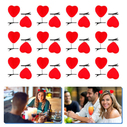 Mikinona 40Pcs Valentine Red Heart Hair Clips – Heart Barrettes for Girls & Women