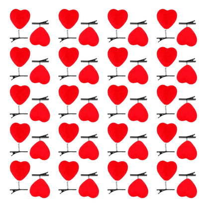 Mikinona 40Pcs Valentine Red Heart Hair Clips – Heart Barrettes for Girls & Women