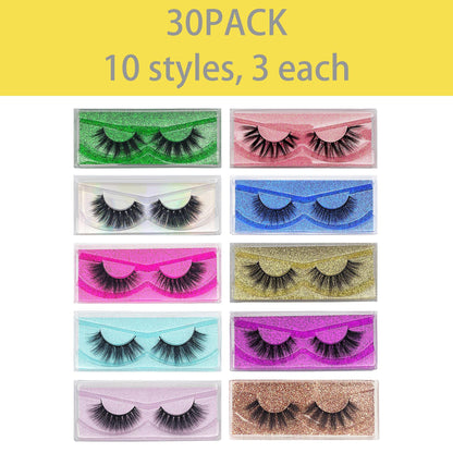 Mikiwi 30-Pair 5D Faux Mink Lashes Bulk Wholesale – 12-20mm Natural, Fluffy