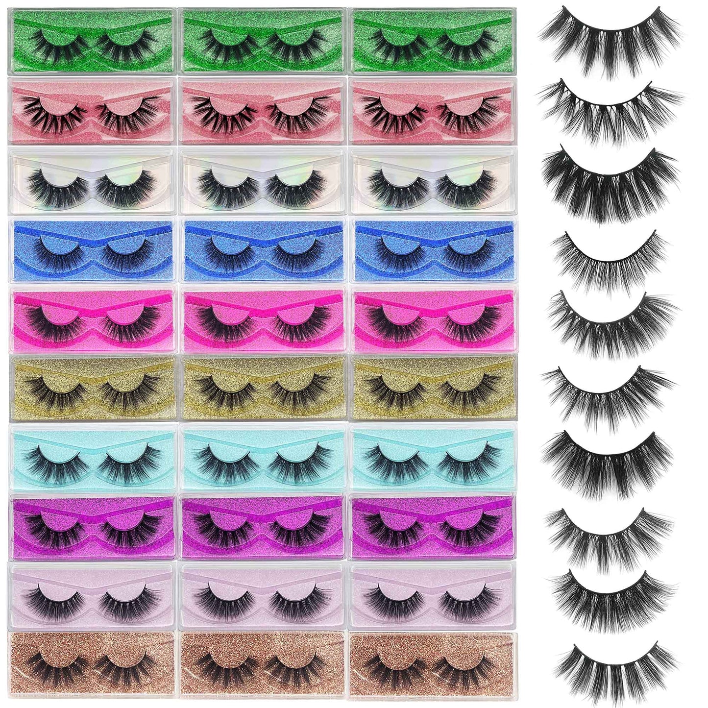 Mikiwi 30-Pair 5D Faux Mink Lashes Bulk Wholesale – 12-20mm Natural, Fluffy