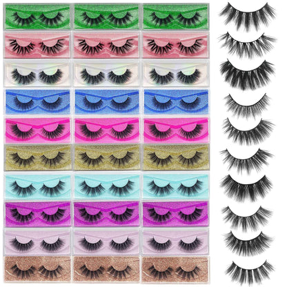 Mikiwi 30-Pair 5D Faux Mink Lashes Bulk Wholesale – 12-20mm Natural, Fluffy