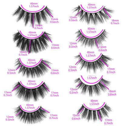 Mikiwi 30-Pair 5D Faux Mink Lashes Bulk Wholesale – 12-20mm Natural, Fluffy