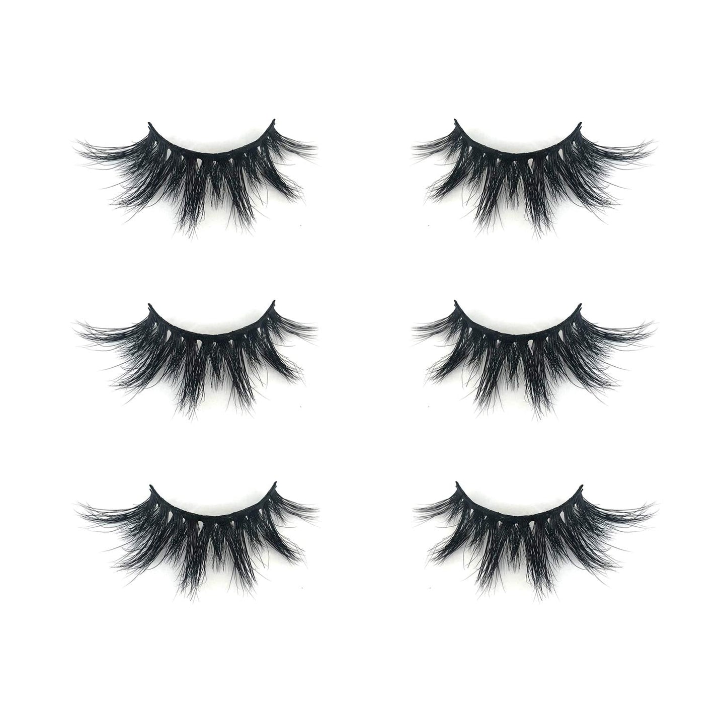 Mikiwi 3 Pairs Real Mink Lashes D384-3 | 20mm 3D Fluffy Full-Strip, Cruelty-Free