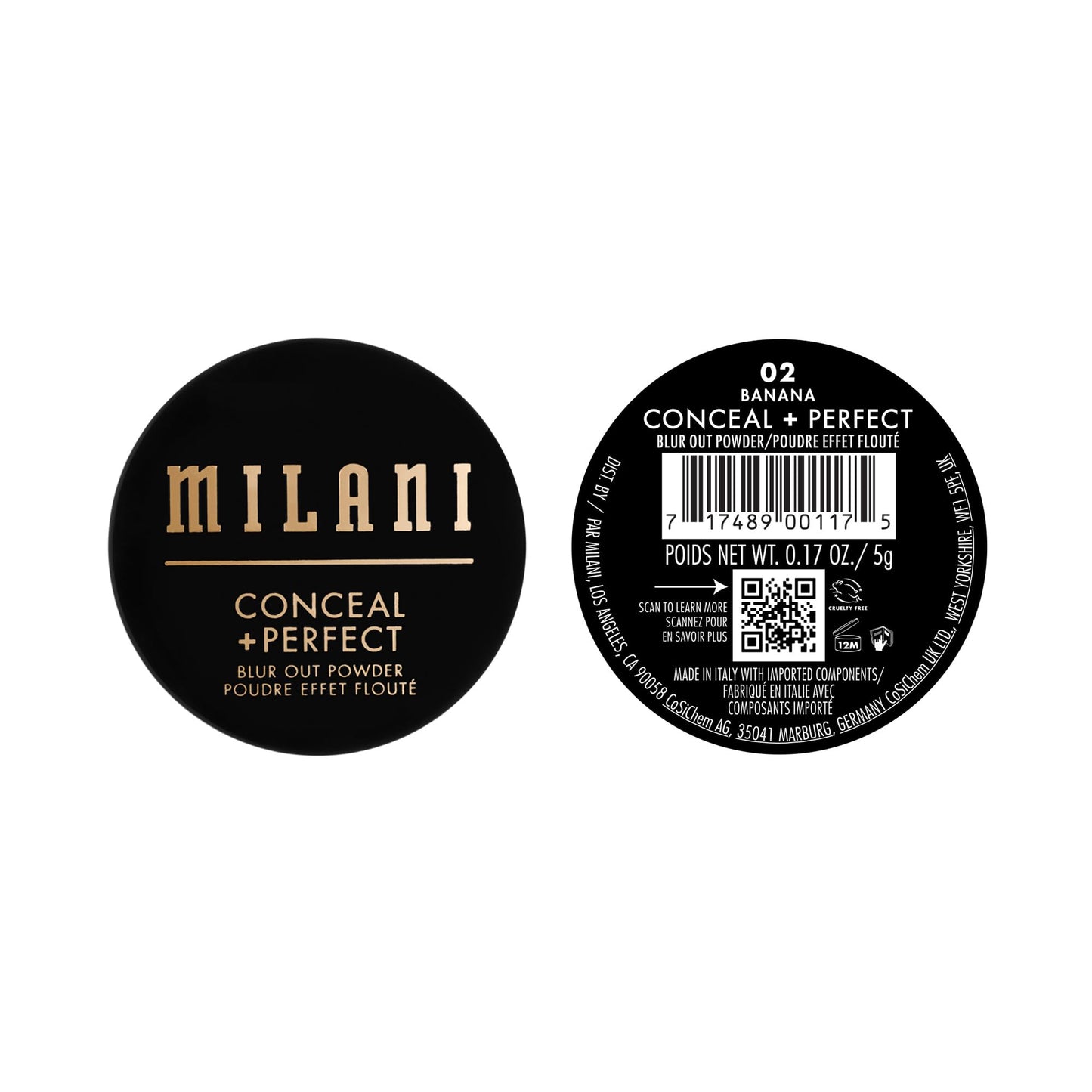 Milani Conceal + Perfect Blur Out Powder Banana – Talc-Free Pore-Blur Setting Powder