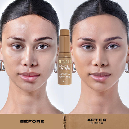 Milani Conceal + Perfect Skin Tint Stick – Blur Out Finish, Shade 11 | Buildable Coverage & Hydration
