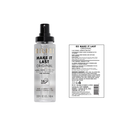 Milani Make It Last Setting Spray + Primer Original – Natural Finish with Niacinamide, 2-Pack (2.03 fl oz each)