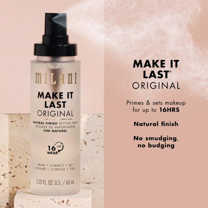 Milani Make It Last Setting Spray + Primer Original – Natural Finish with Niacinamide, 2-Pack (2.03 fl oz each)