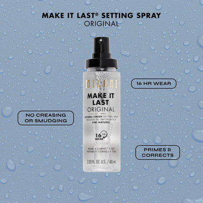 Milani Make It Last Setting Spray + Primer Original – Natural Finish with Niacinamide, 2-Pack (2.03 fl oz each)