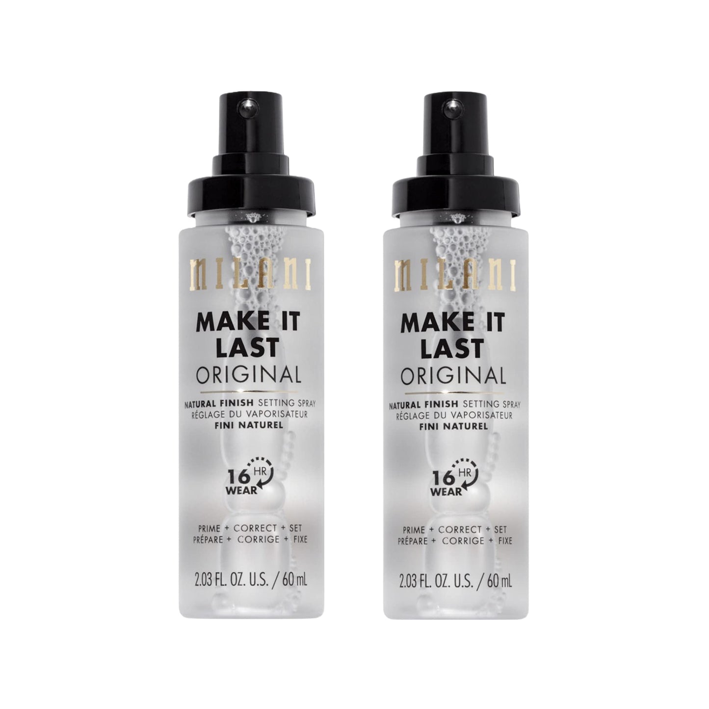 Milani Make It Last Setting Spray + Primer Original – Natural Finish with Niacinamide, 2-Pack (2.03 fl oz each)