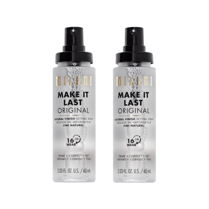 Milani Make It Last Setting Spray + Primer Original – Natural Finish with Niacinamide, 2-Pack (2.03 fl oz each)