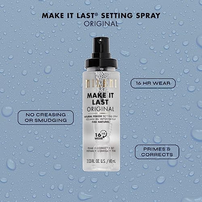 Milani Make It Last Setting Spray + Primer Original – Natural Finish with Niacinamide, 2-Pack (2.03 fl oz each)