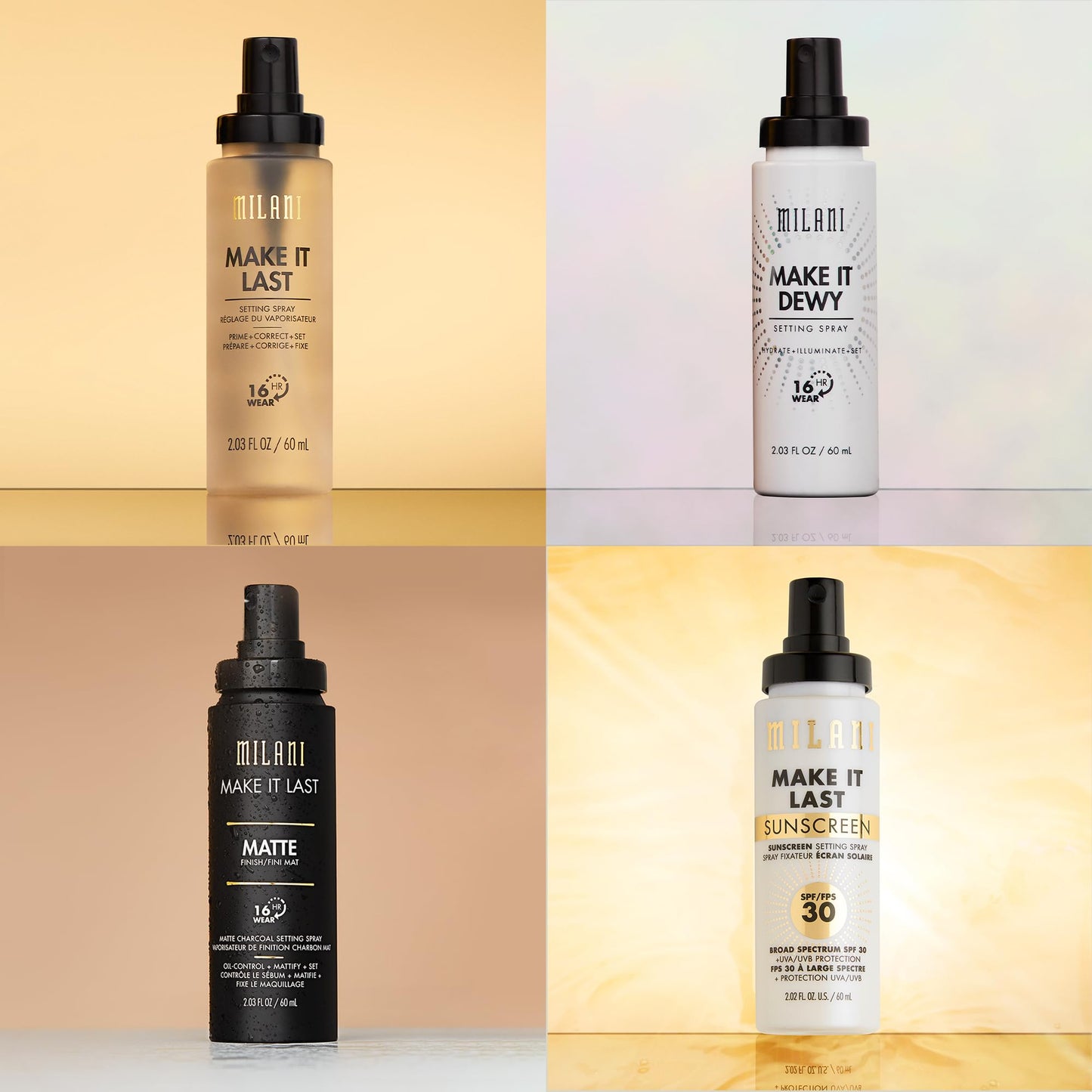 Milani Make It Last Matte Setting Spray + Primer — Charcoal, Oil-Absorbing, 16-Hour Matte Finish (2 Pack)