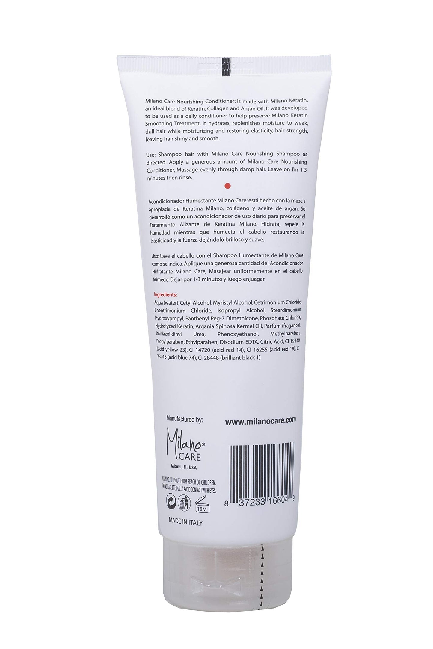 Milano Care Incanto Nourishing Keratin Conditioner – Anti-Frizz, Keratin + Argan Oil, Sulfate & Paraben Free